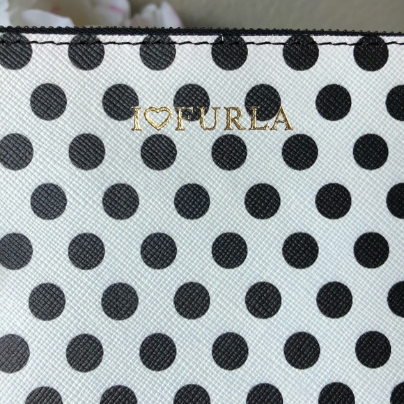 Furla Polka Dot Leather Zip Pouch EUC - Picture 4 of 12